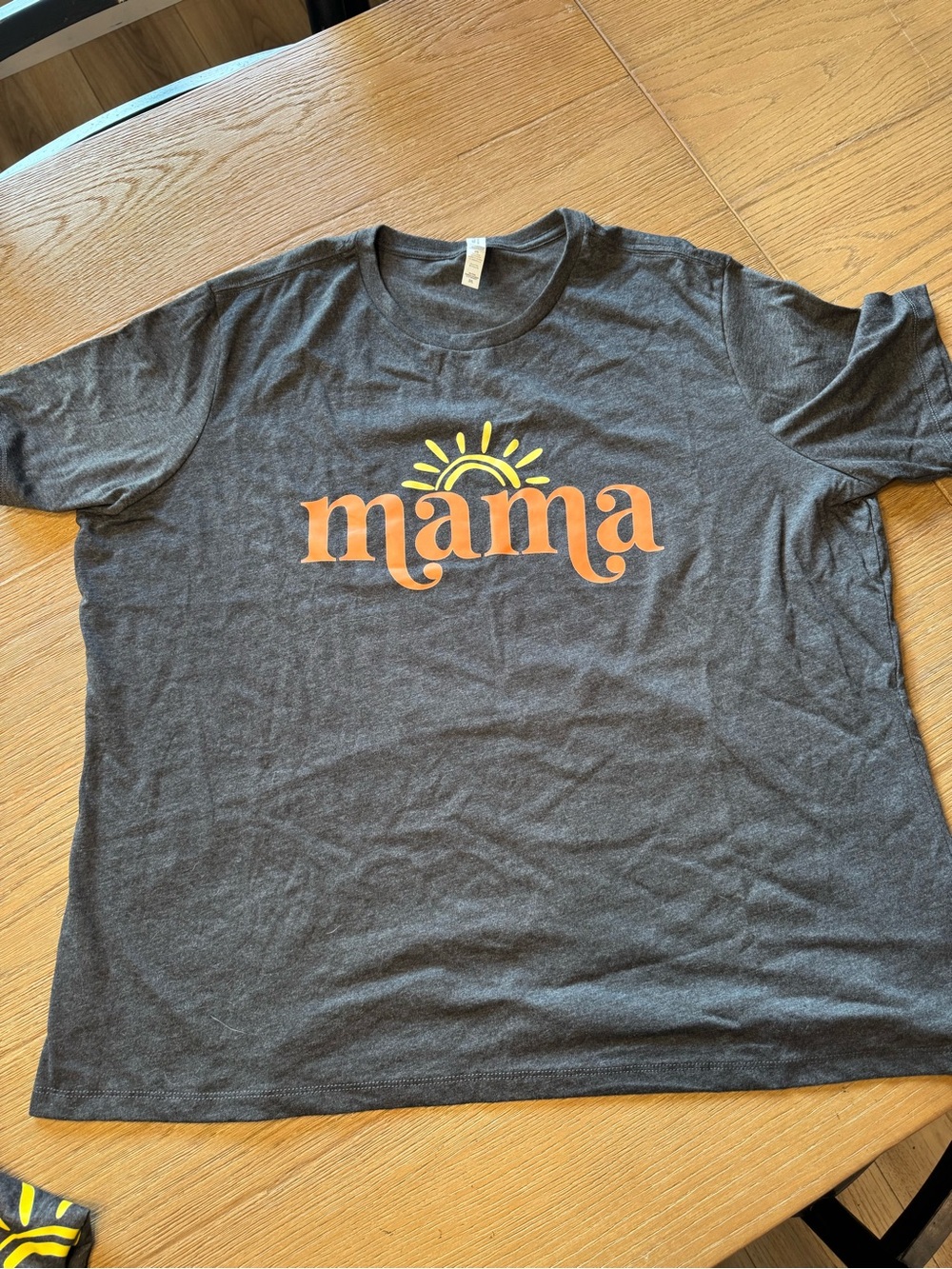 Adult Tee with Orange 'mama' and Yellow Sun